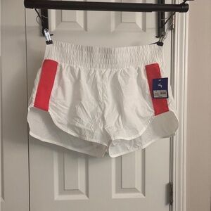 JoyLab White Athletic Shorts with Coral Side Panels